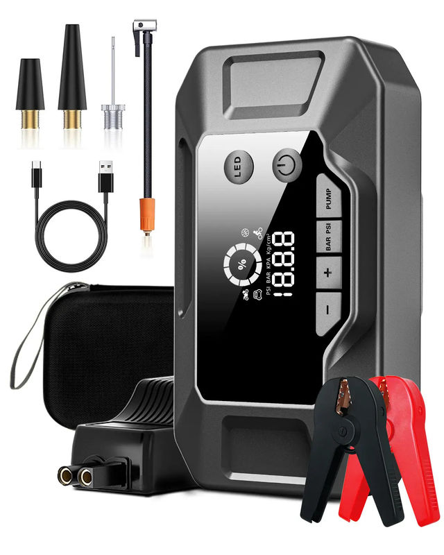 Portable 10000 Mah Super Jumper Battery Pack Car Booster Lithium Power Bank Jump Starter With Air Compressor